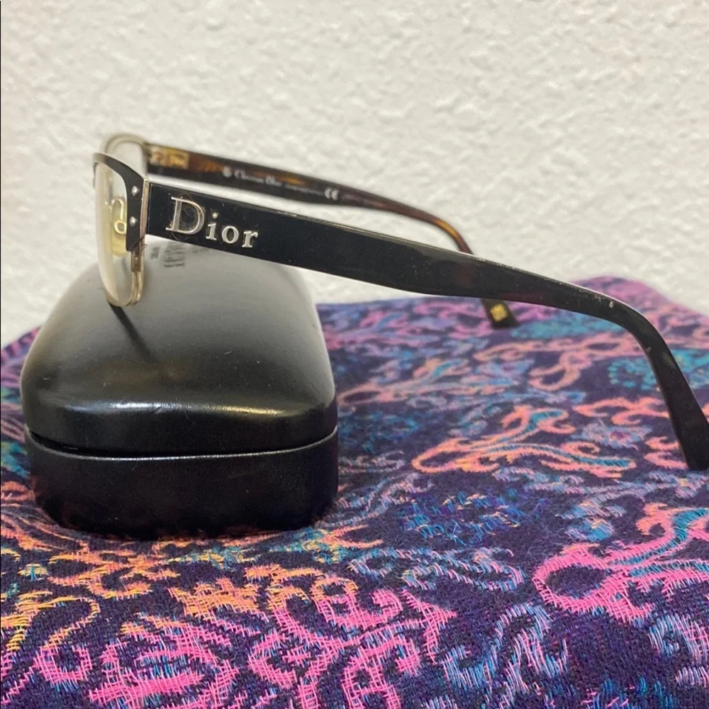 Dior Black and Gold Semi-Rimless Glasses